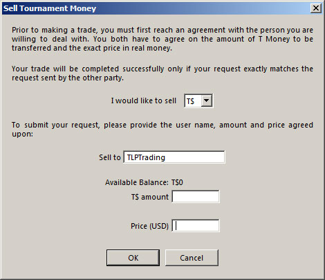 Pokerstars Sell T$ trade form